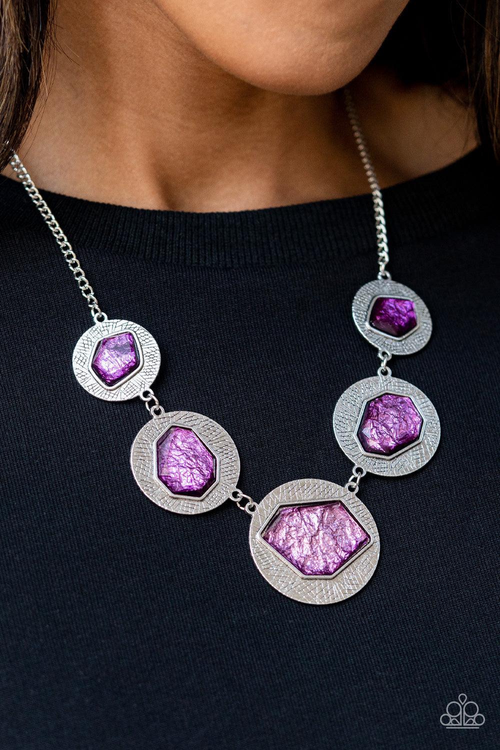 Raw Charisma Purple Gem Necklace - Paparazzi Accessories-on model - CarasShop.com - $5 Jewelry by Cara Jewels