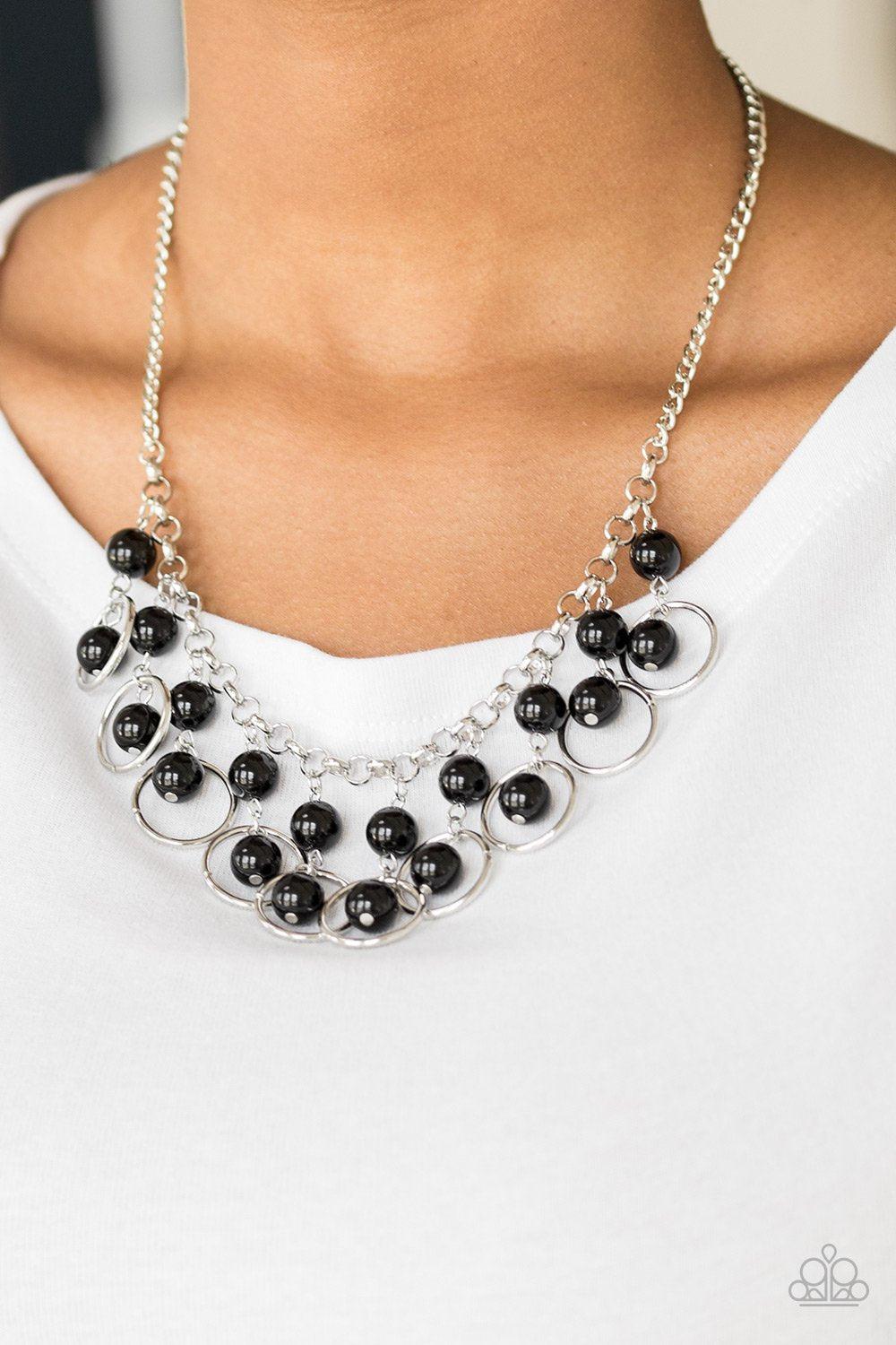 Really Rococo Black Necklace - Paparazzi Accessories - model -CarasShop.com - $5 Jewelry by Cara Jewels