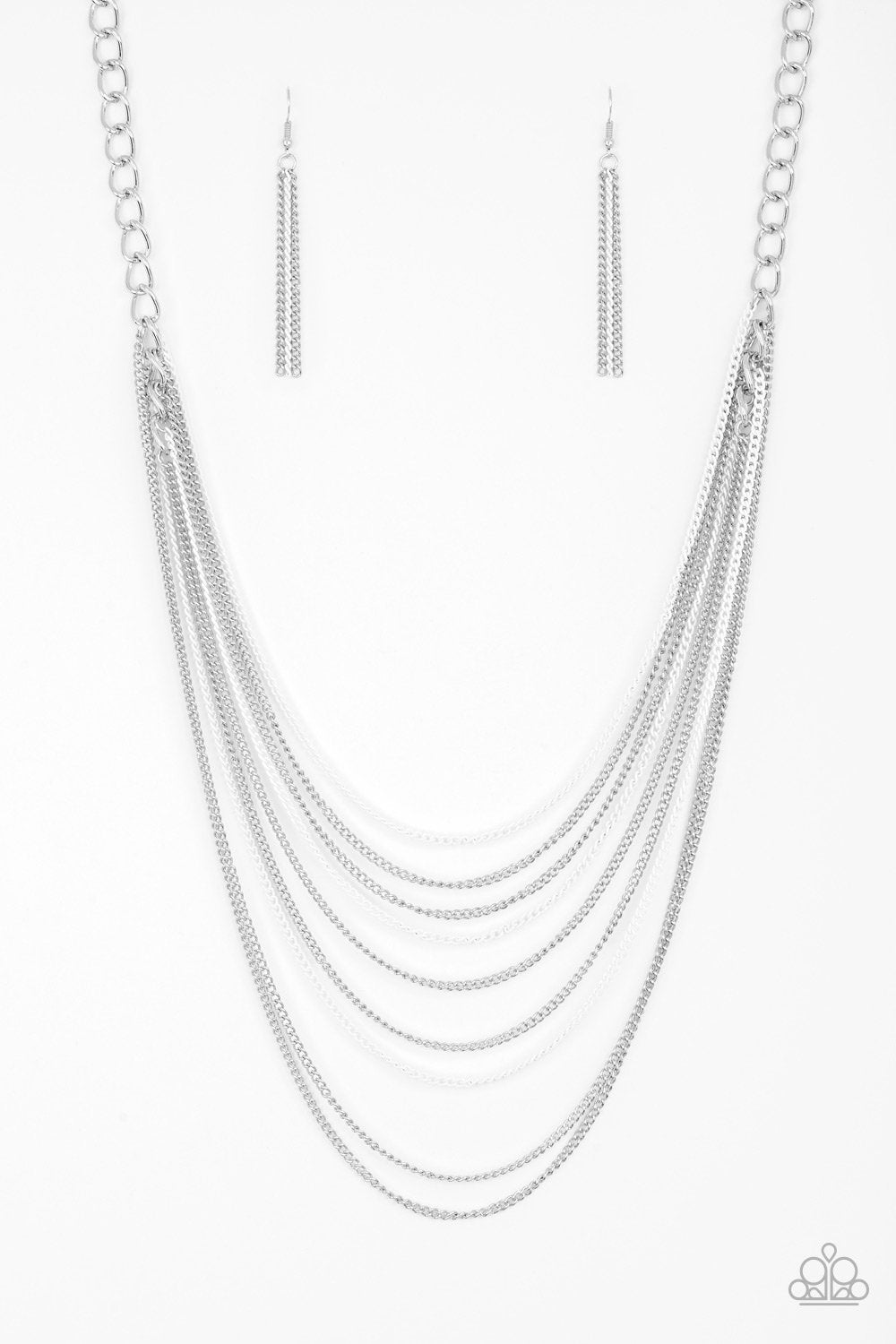 Rebel Rainbow White and Silver Chain Necklace - Paparazzi Accessories-CarasShop.com - $5 Jewelry by Cara Jewels