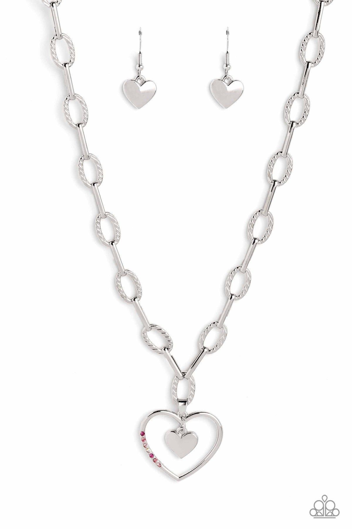 Refulgent Romance Pink Heart Necklace - Paparazzi Accessories- lightbox - CarasShop.com - $5 Jewelry by Cara Jewels