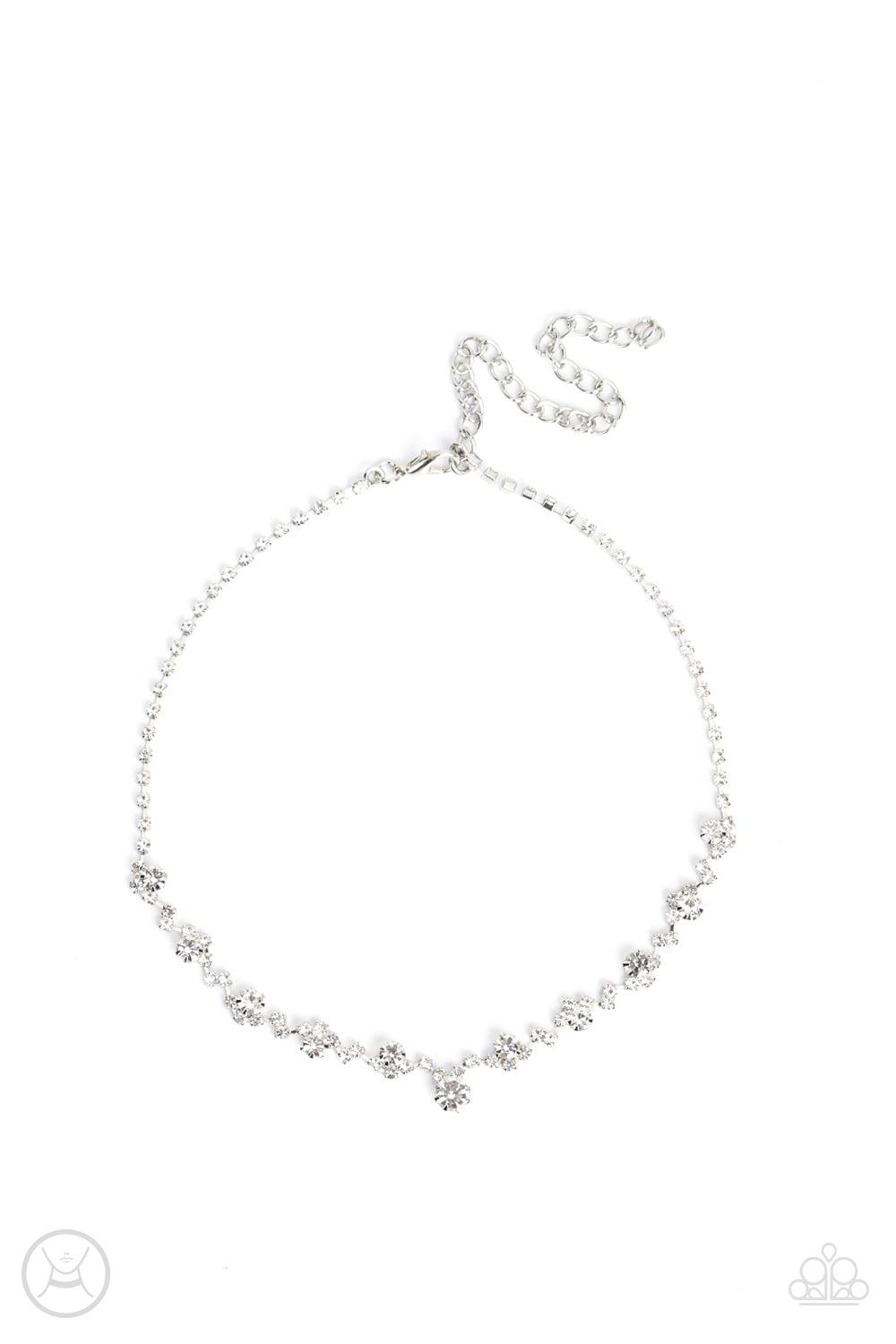 Regal Rebel White Rhinestone Choker Necklace - Paparazzi Accessories- lightbox - CarasShop.com - $5 Jewelry by Cara Jewels