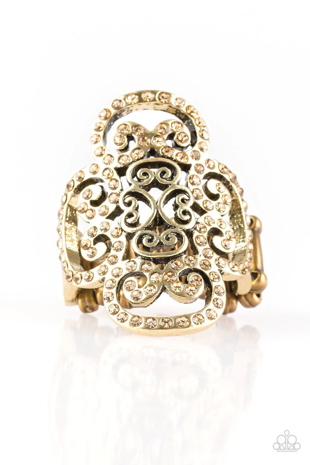 Regal Regalia Brass Ring - Paparazzi Accessories- lightbox - CarasShop.com - $5 Jewelry by Cara Jewels