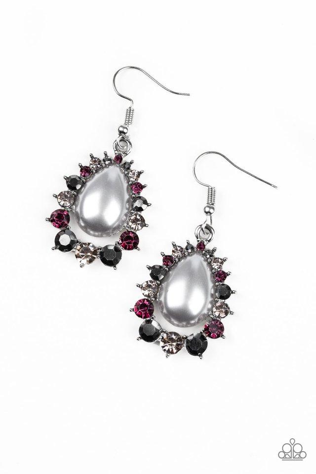 Regal Renewal Pearl and Multi-color Gem Earrings - Paparazzi Accessories-CarasShop.com - $5 Jewelry by Cara Jewels