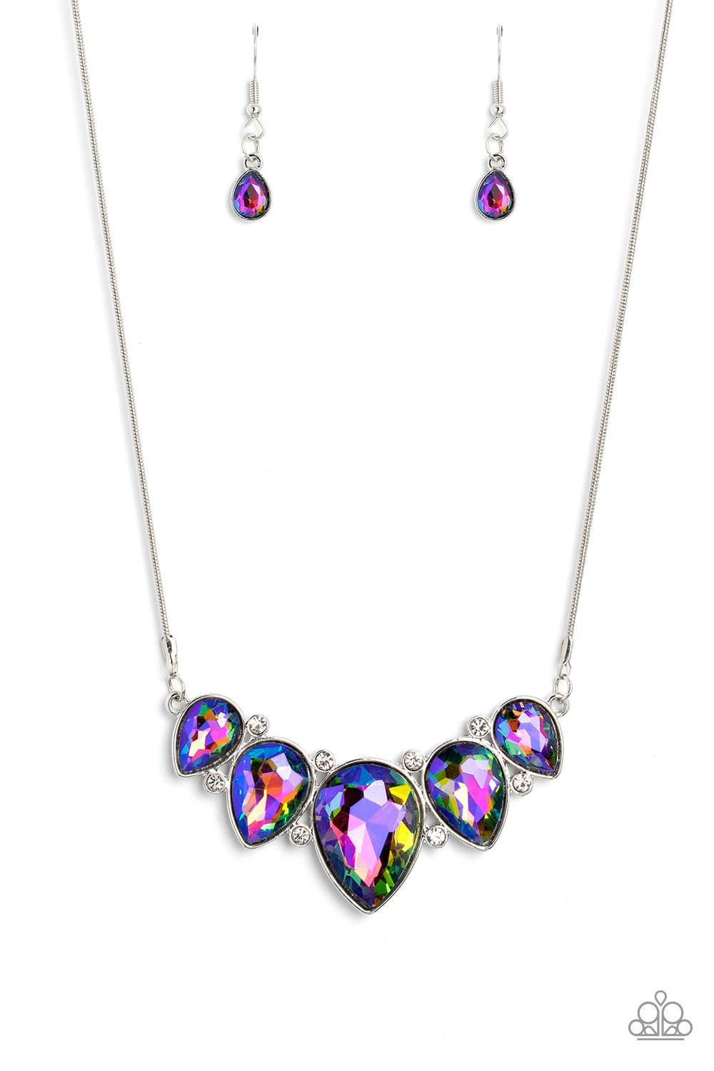 Regally Refined Multi Oil Spill Rhinestone Necklace - Paparazzi Accessories- lightbox - CarasShop.com - $5 Jewelry by Cara Jewels