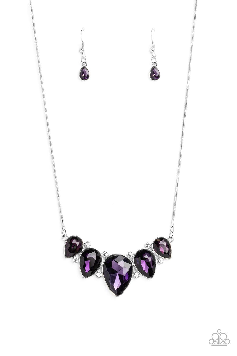 Regally Refined Purple Rhinestone Necklace - Paparazzi Accessories- lightbox - CarasShop.com - $5 Jewelry by Cara Jewels
