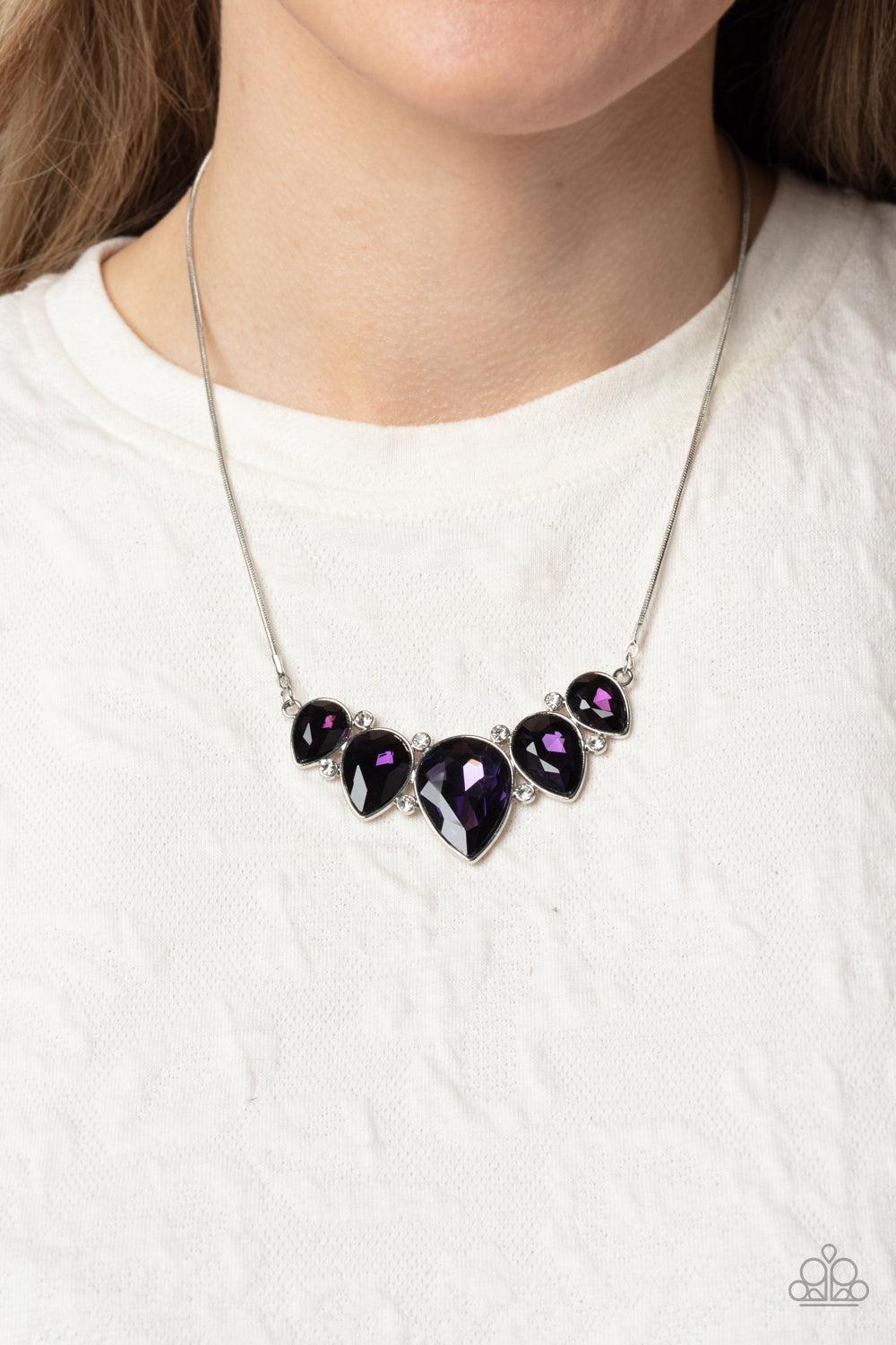 Regally Refined Purple Rhinestone Necklace - Paparazzi Accessories- lightbox - CarasShop.com - $5 Jewelry by Cara Jewels