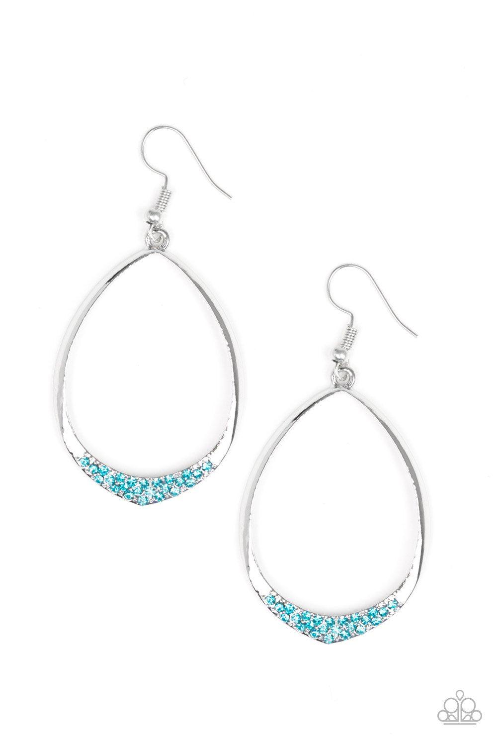 REIGN Down Blue and Silver Earrings - Paparazzi Accessories-CarasShop.com - $5 Jewelry by Cara Jewels
