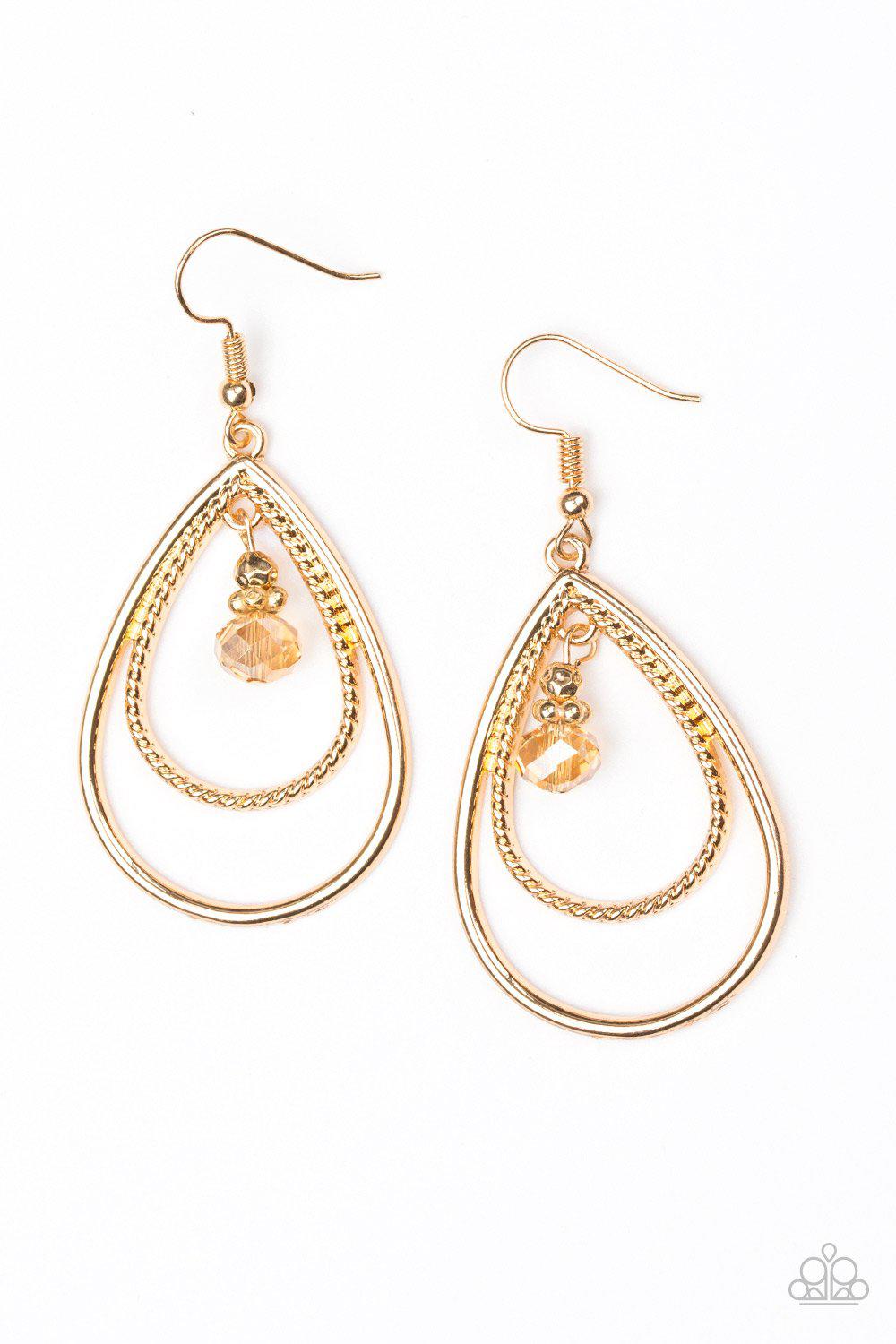 REIGN On My Parade Gold Earrings - Paparazzi Accessories-CarasShop.com - $5 Jewelry by Cara Jewels