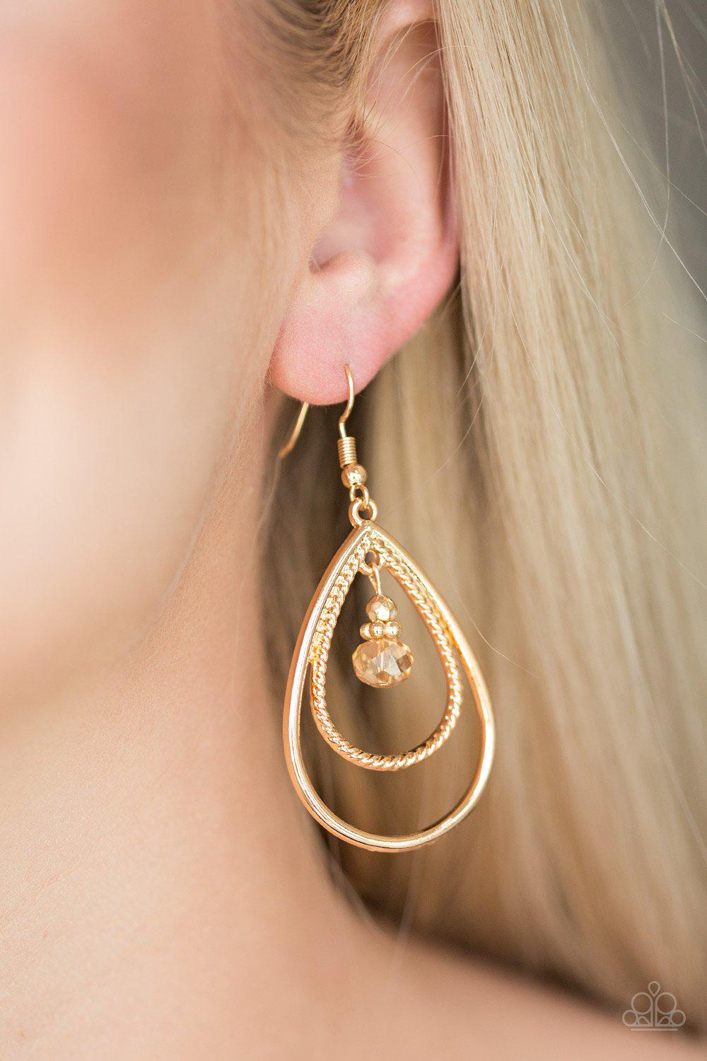 REIGN On My Parade Gold Earrings - Paparazzi Accessories-CarasShop.com - $5 Jewelry by Cara Jewels