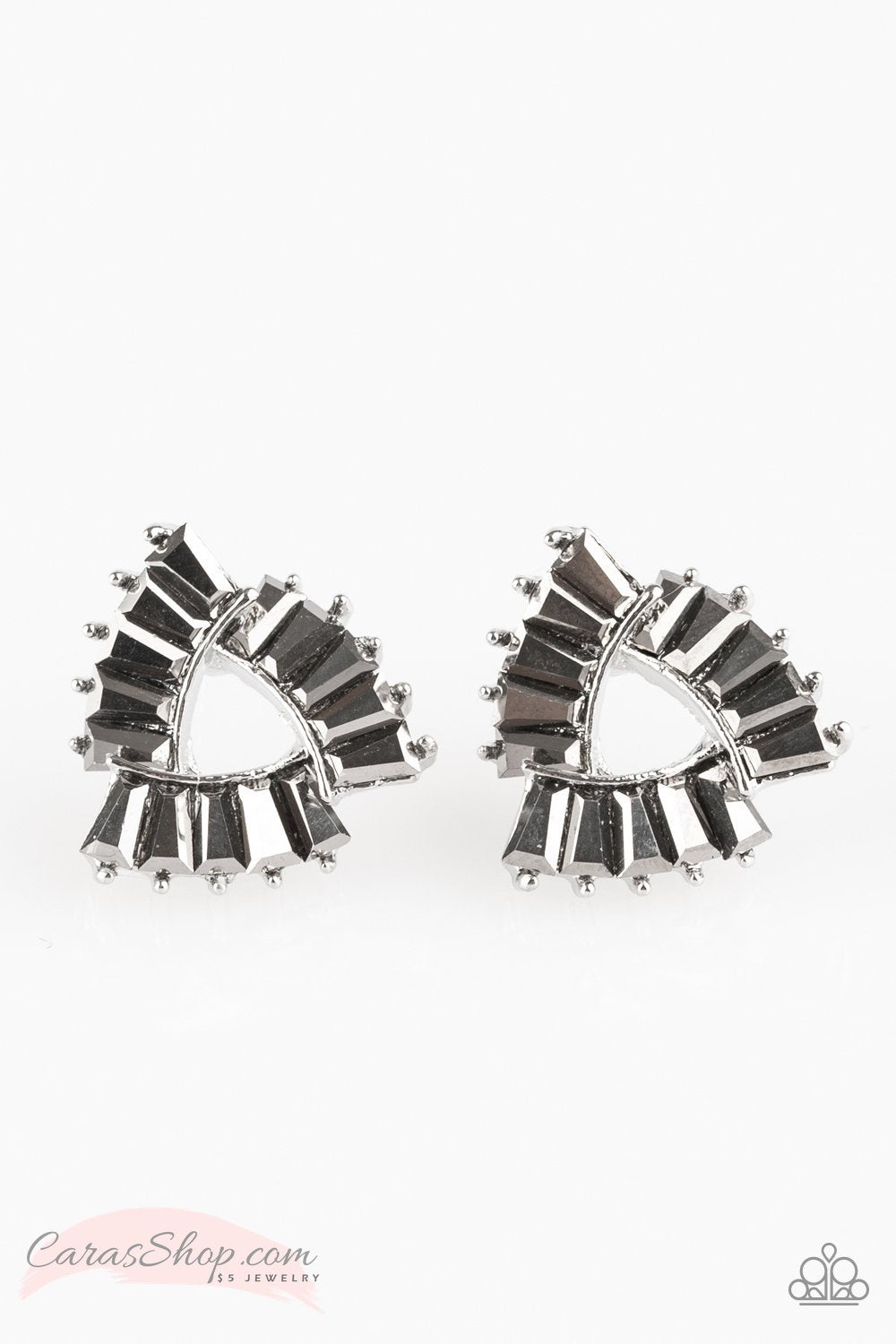 Renegade Shimmer - Silver Post Earrings - Paparazzi Accessories-CarasShop.com - $5 Jewelry by Cara Jewels