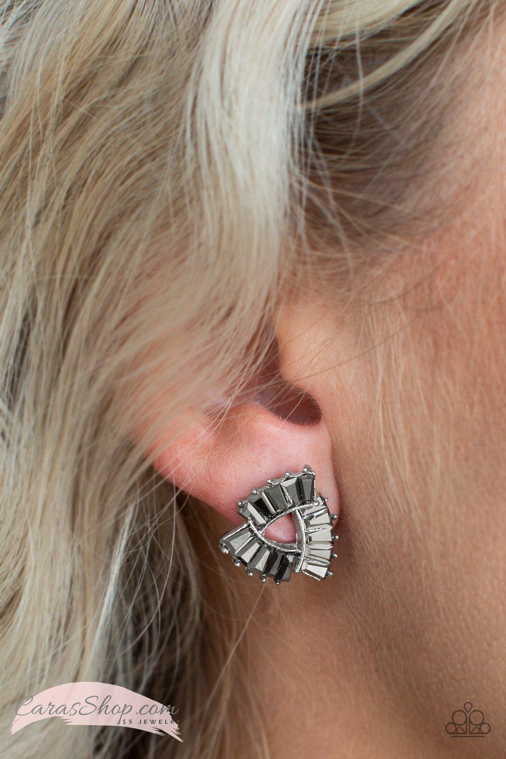 Renegade Shimmer - Silver Post Earrings - Paparazzi Accessories-CarasShop.com - $5 Jewelry by Cara Jewels