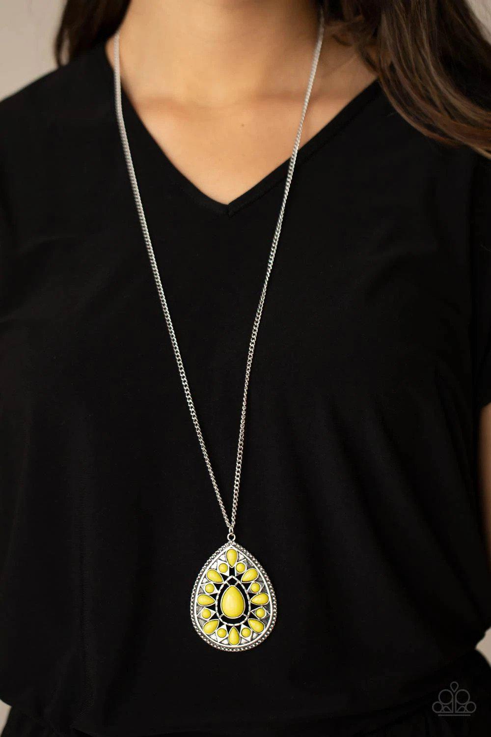 Retro Prairies Yellow Necklace - Paparazzi Accessories- lightbox - CarasShop.com - $5 Jewelry by Cara Jewels