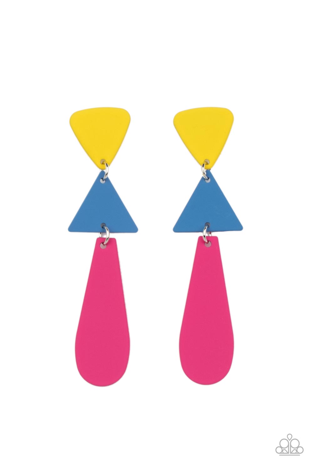 Retro Redux Multi Pink Blue Yellow Earrings - Paparazzi Accessories- lightbox - CarasShop.com - $5 Jewelry by Cara Jewels