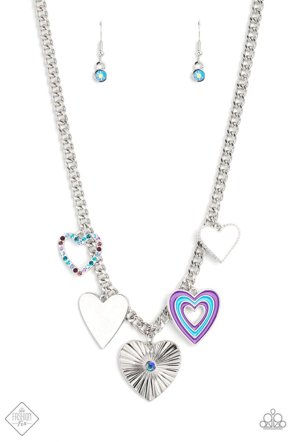 Retro Rhapsody Multi Heart Necklace - Paparazzi Accessories- lightbox - CarasShop.com - $5 Jewelry by Cara Jewels