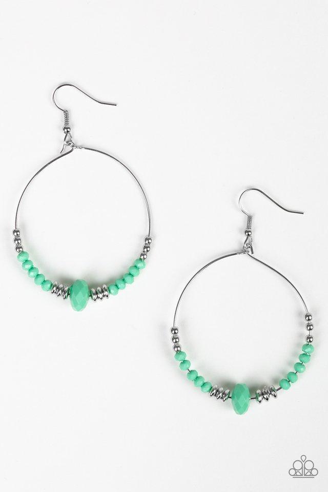 Retro Rural Green and Silver Earrings - Paparazzi Accessories - lightbox -CarasShop.com - $5 Jewelry by Cara Jewels