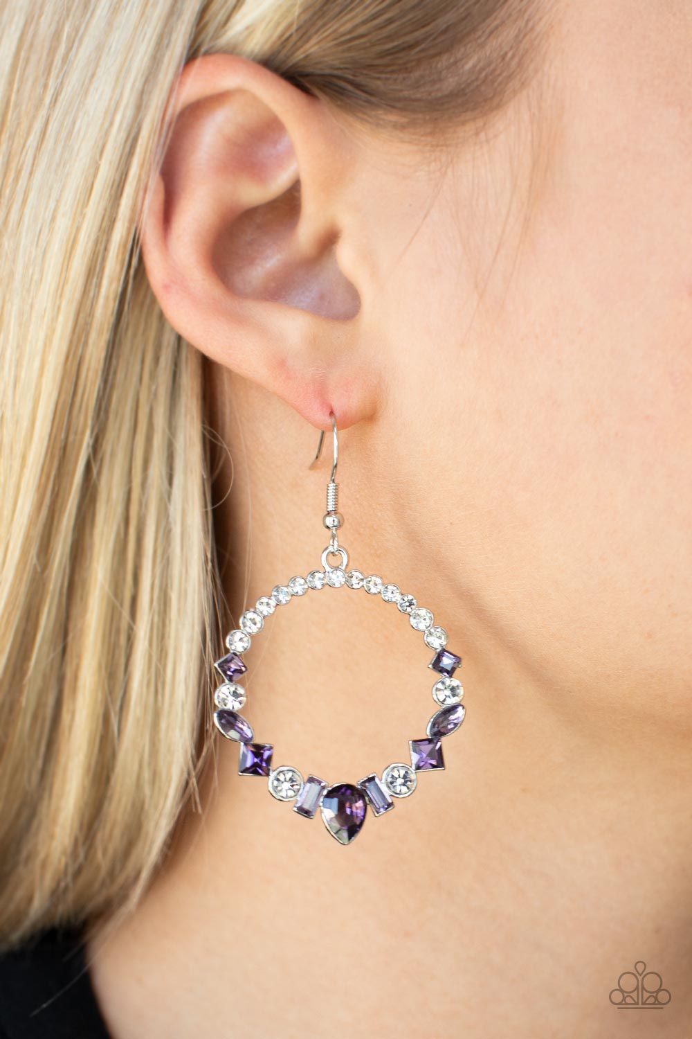 Revolutionary Refinement Purple Earrings - Paparazzi Accessories-on model - CarasShop.com - $5 Jewelry by Cara Jewels