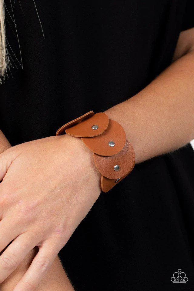 Rhapsodic Roundup Brown Bracelet - Paparazzi Accessories- on model - CarasShop.com - $5 Jewelry by Cara Jewels