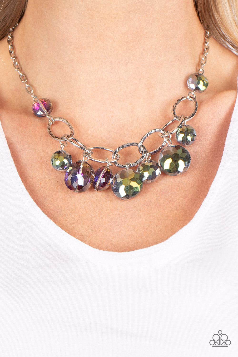 Rhinestone River Multi Purple Oil Spill Necklace - Paparazzi Accessories-on model - CarasShop.com - $5 Jewelry by Cara Jewels