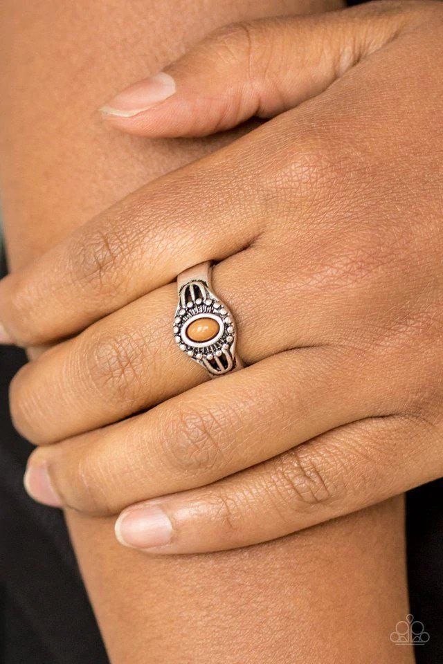 Right On TREK Brown Ring - Paparazzi Accessories- on model - CarasShop.com - $5 Jewelry by Cara Jewels