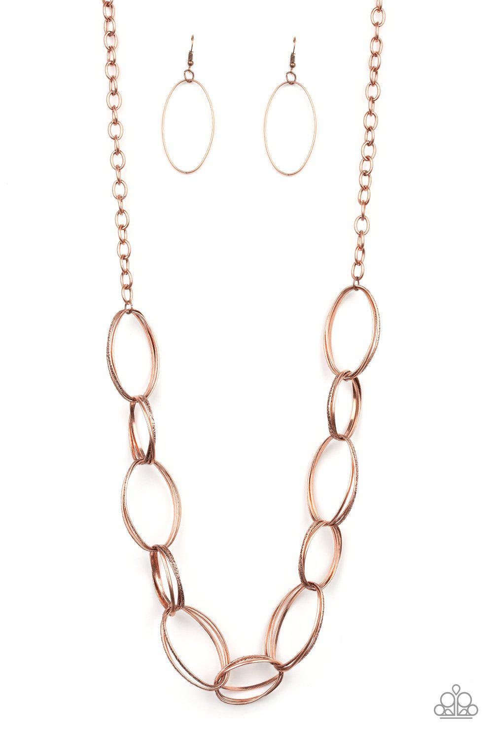 Ring Bling Copper Necklace - Paparazzi Accessories- lightbox - CarasShop.com - $5 Jewelry by Cara Jewels