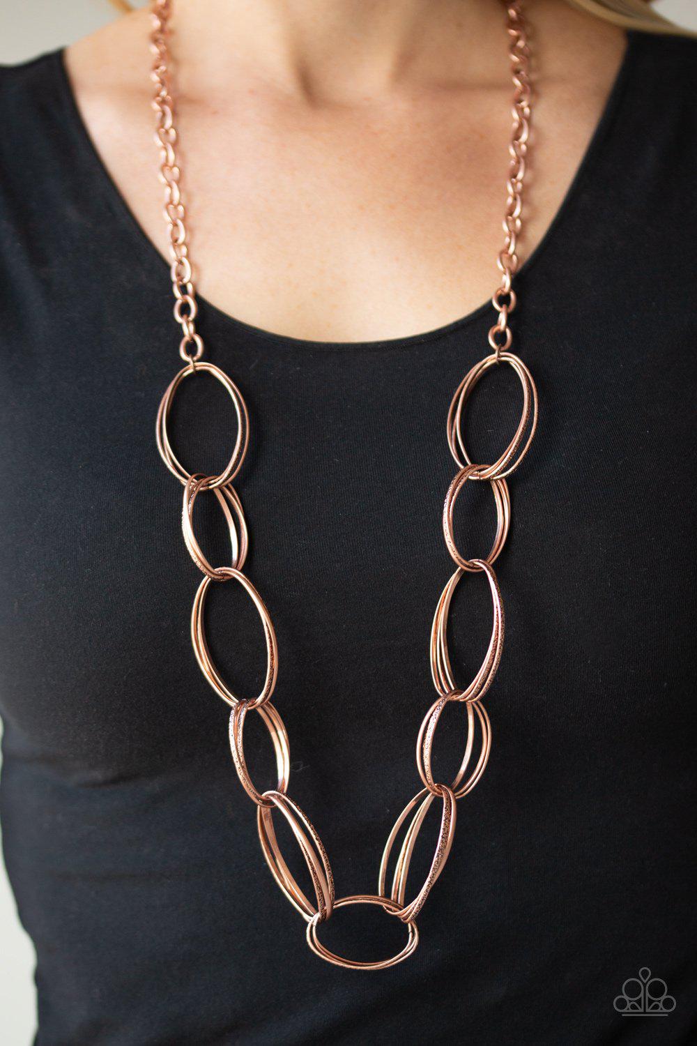 Ring Bling Copper Necklace - Paparazzi Accessories- model - CarasShop.com - $5 Jewelry by Cara Jewels