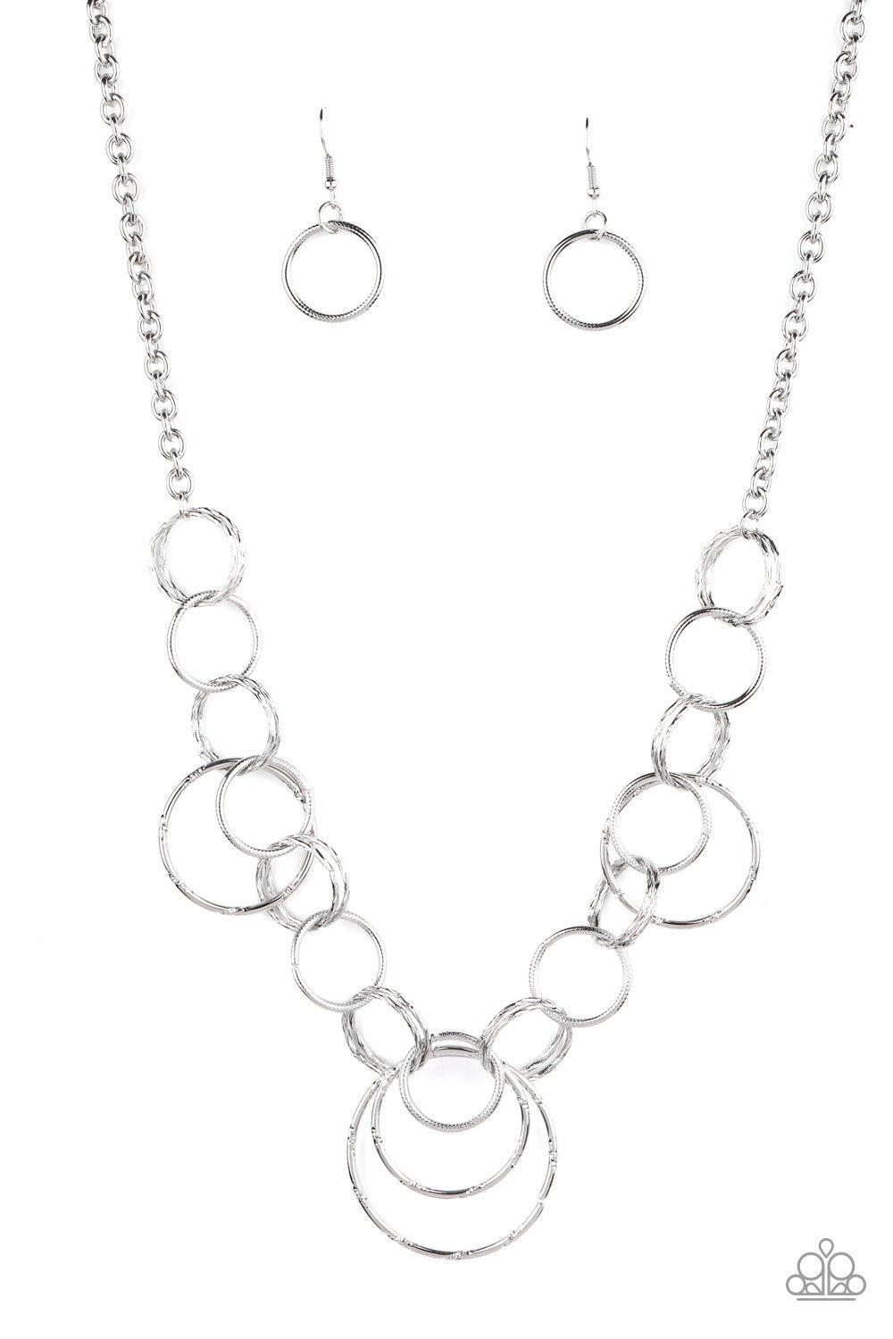 Ringing Relic Silver Necklace - Paparazzi Accessories - lightbox -CarasShop.com - $5 Jewelry by Cara Jewels