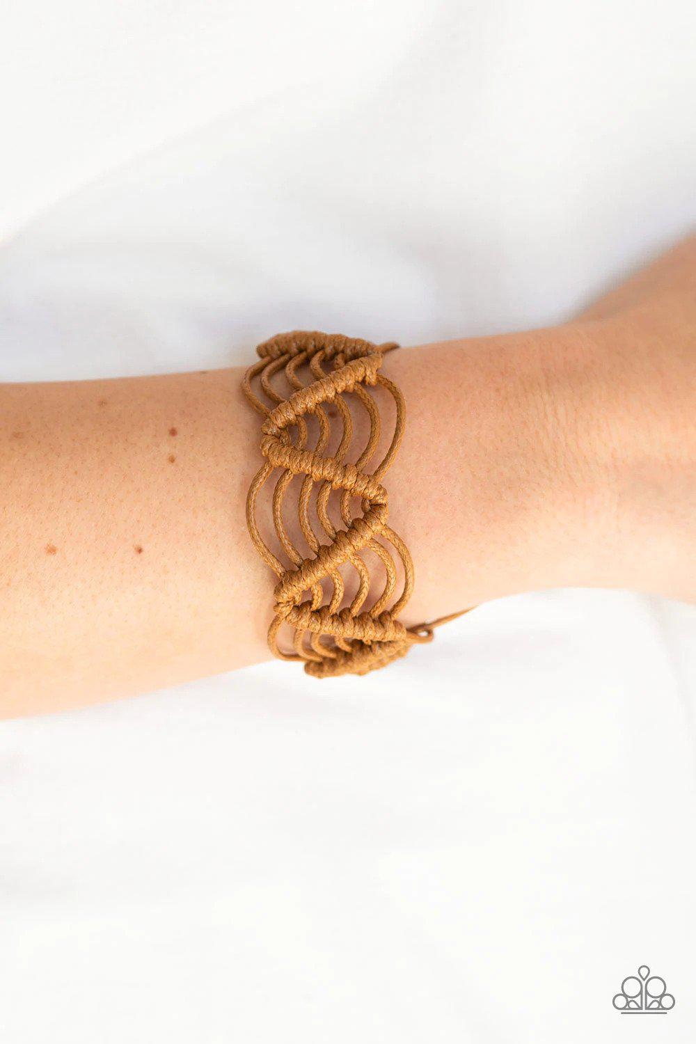 Rise To The Bait Brown Urban Bracelet - Paparazzi Accessories-on model - CarasShop.com - $5 Jewelry by Cara Jewels