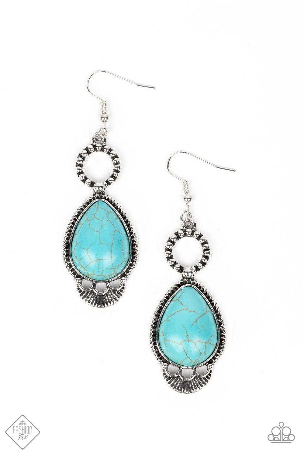 River Cruzin Turquoise Blue Stone Earrings - Paparazzi Accessories- lightbox - CarasShop.com - $5 Jewelry by Cara Jewels