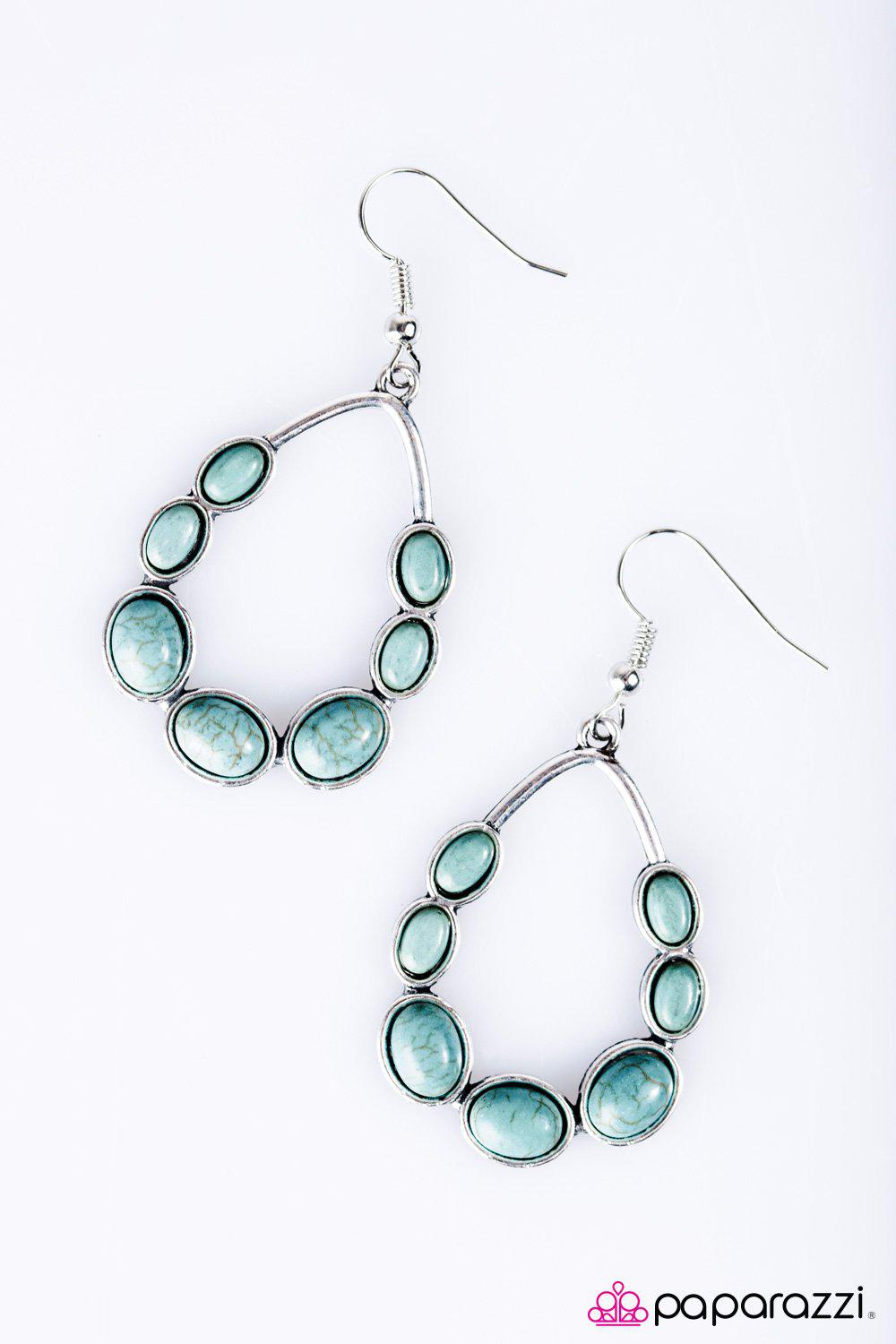 River Rock Radiance Turquoise Blue Stone Teardrop Earrings - Paparazzi Accessories-CarasShop.com - $5 Jewelry by Cara Jewels