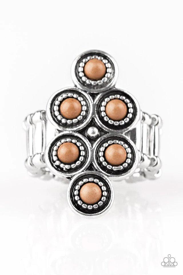 River Rock Rhythm Brown Ring - Paparazzi Accessories- lightbox - CarasShop.com - $5 Jewelry by Cara Jewels