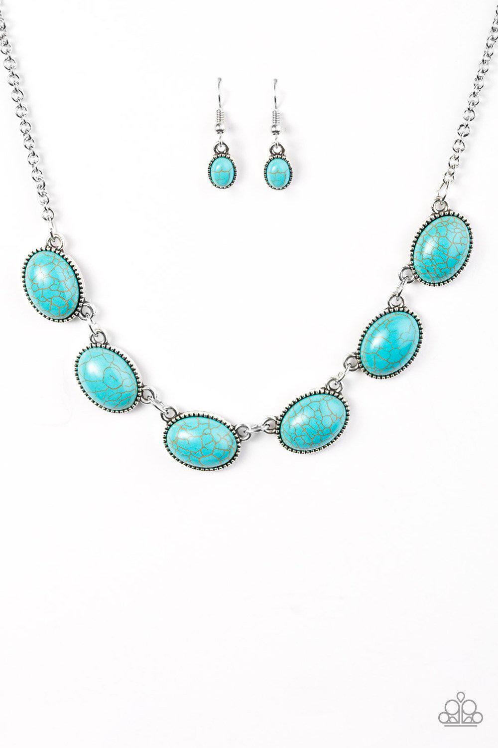 River Song Blue Turquoise Stone Necklace and matching Earrings - Paparazzi Accessories-CarasShop.com - $5 Jewelry by Cara Jewels