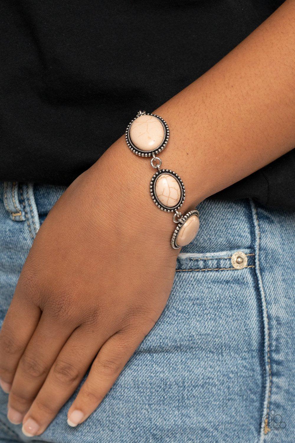 River View Brown Stone Bracelet - Paparazzi Accessories- model - CarasShop.com - $5 Jewelry by Cara Jewels