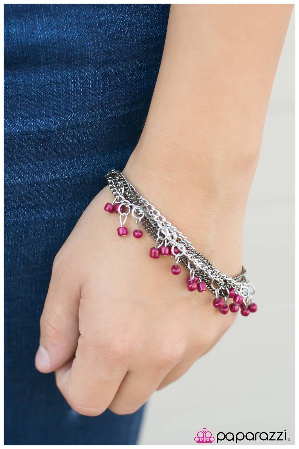 Road Trip Red and Silver Chain Bracelet - Paparazzi Accessories-CarasShop.com - $5 Jewelry by Cara Jewels