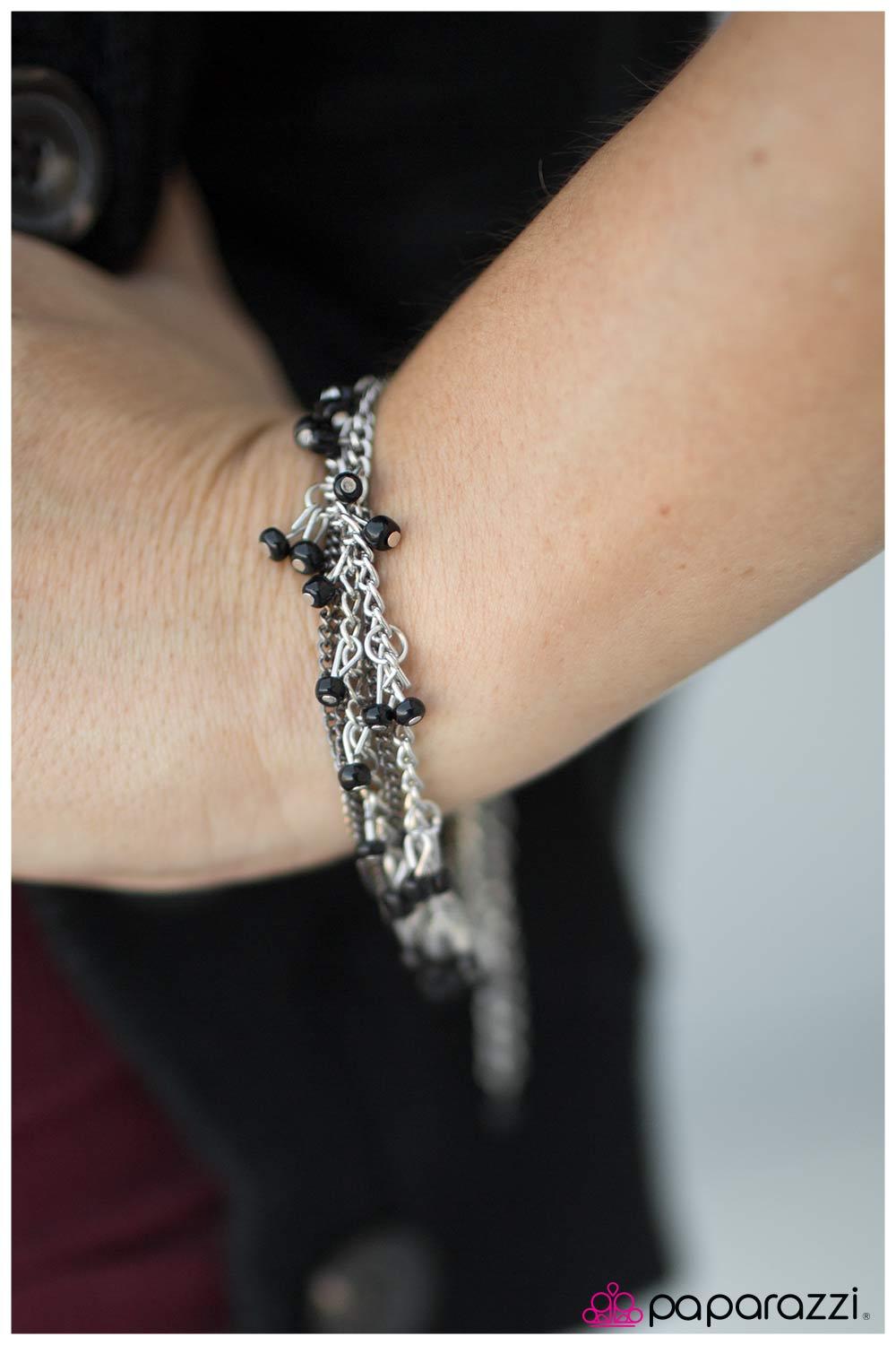 Road Trip Silver, Gunmetal and Black Bracelet - Paparazzi Accessories-CarasShop.com - $5 Jewelry by Cara Jewels
