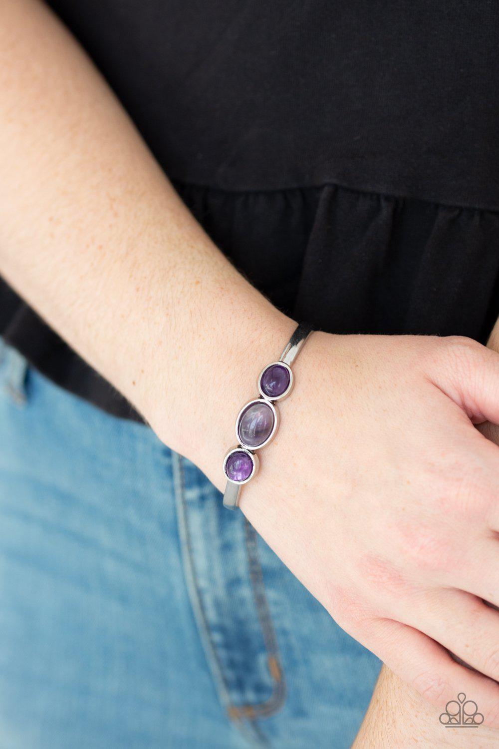 ROAM Rules Purple Stone Cuff Bracelet - Paparazzi Accessories-CarasShop.com - $5 Jewelry by Cara Jewels