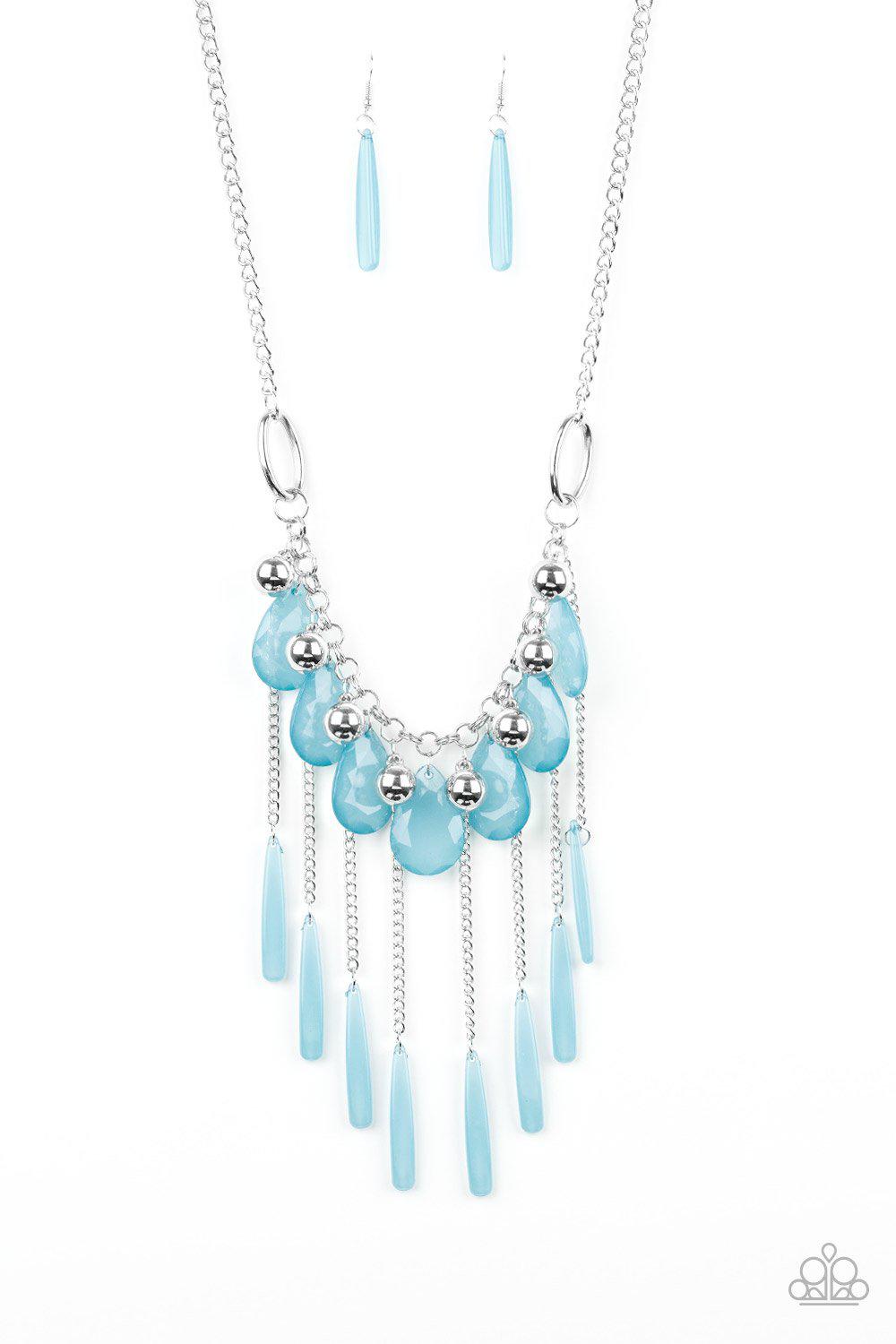 Blue fringe necklace on sale paparazzi