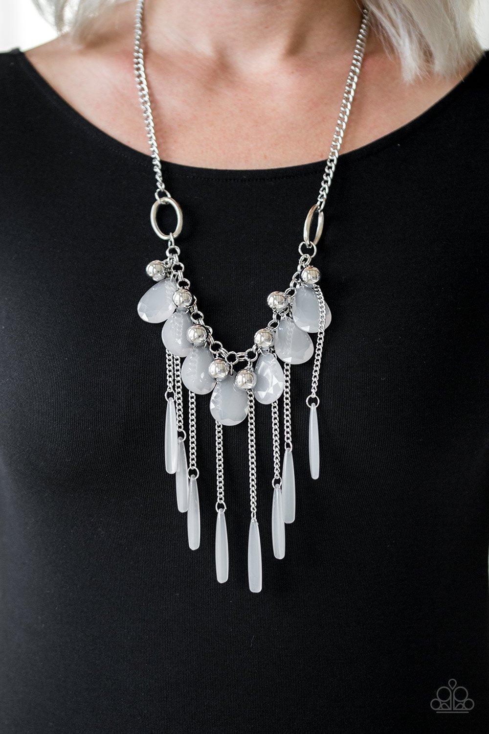 Roaring Riviera Silver Necklace - Paparazzi Accessories - lightbox -CarasShop.com - $5 Jewelry by Cara Jewels