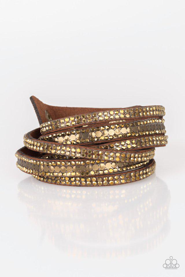 Rock Star Attitude Brass Bracelet - Paparazzi Accessories- lightbox - CarasShop.com - $5 Jewelry by Cara Jewels