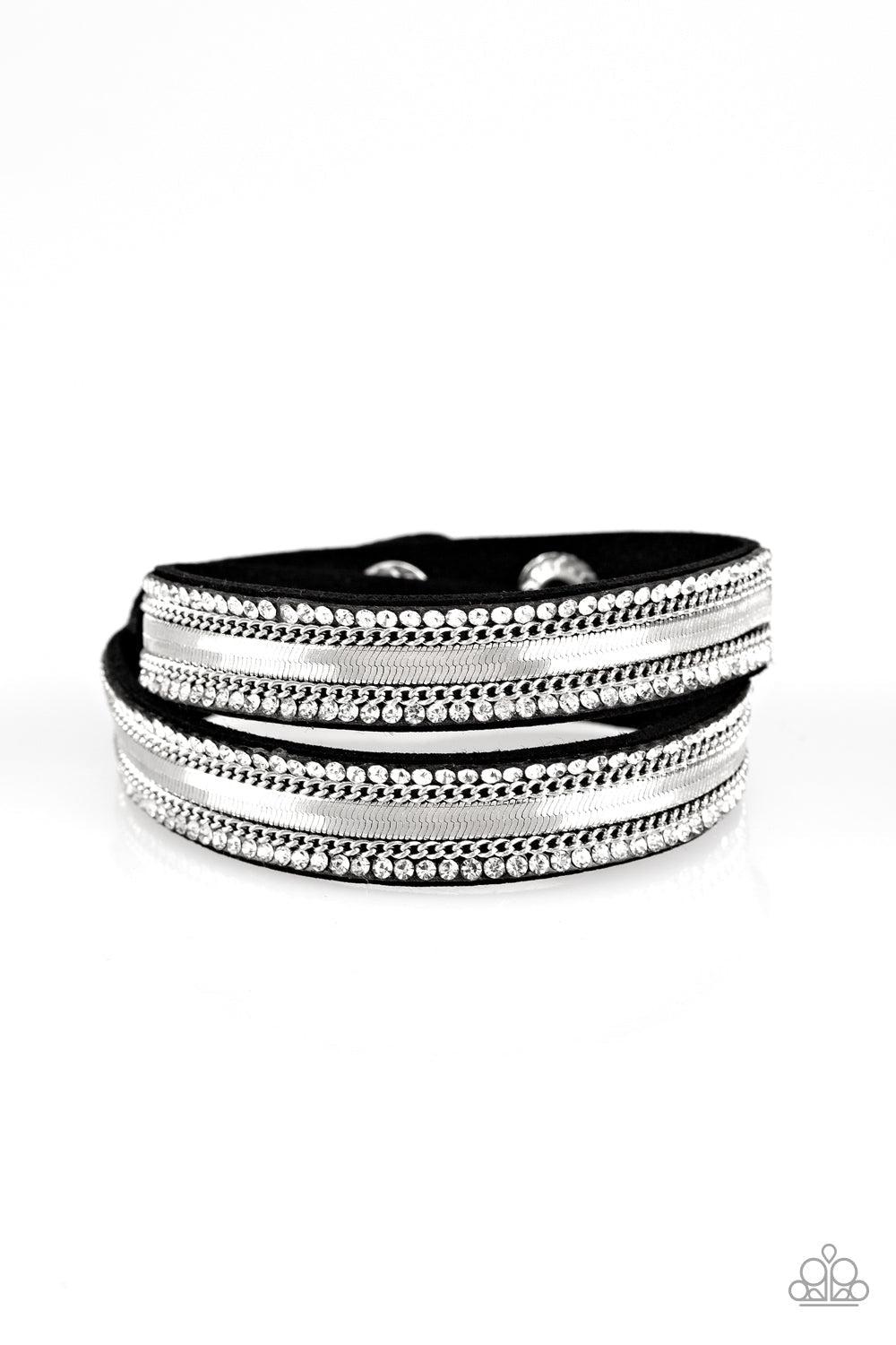 Rocker Rivalry Black Double-wrap Bracelet - Paparazzi Accessories- lightbox - CarasShop.com - $5 Jewelry by Cara Jewels