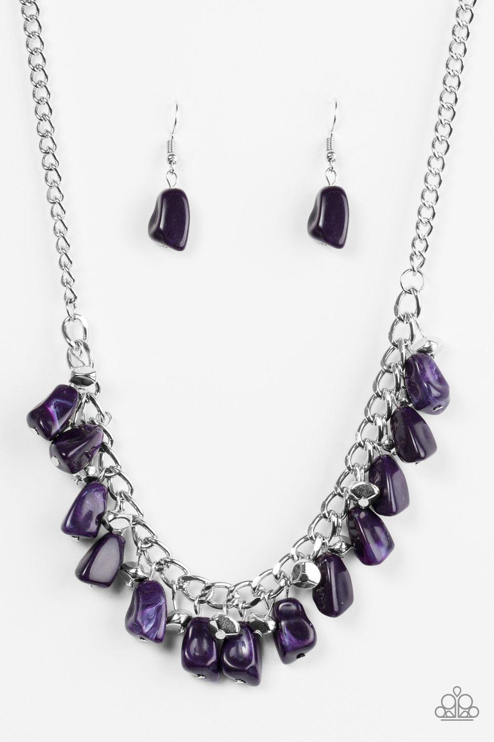 Rocky Shores Purple Necklace - Paparazzi Accessories-CarasShop.com - $5 Jewelry by Cara Jewels