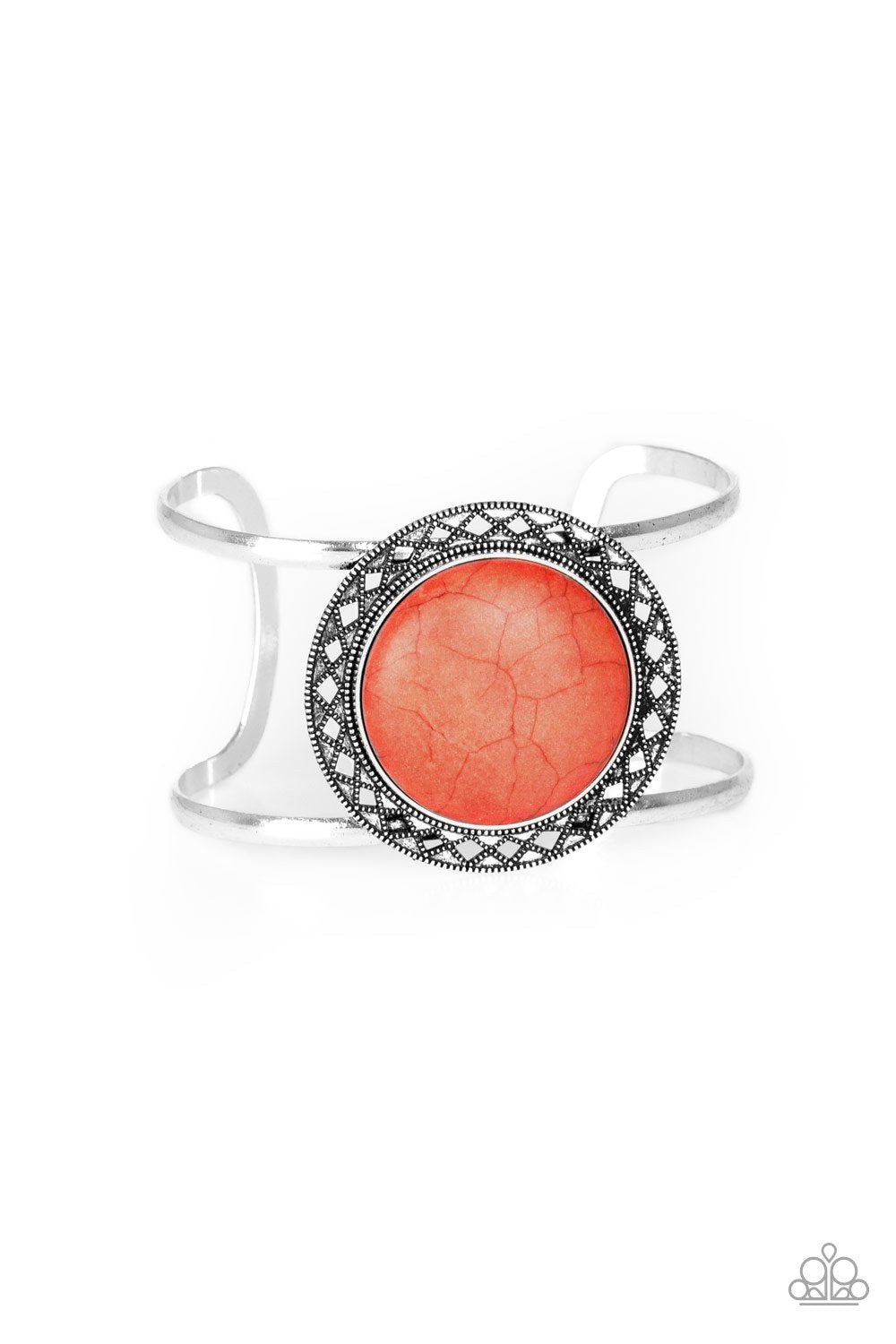 RODEO Rage Orange Stone Cuff Bracelet - Paparazzi Accessories - lightbox -CarasShop.com - $5 Jewelry by Cara Jewels