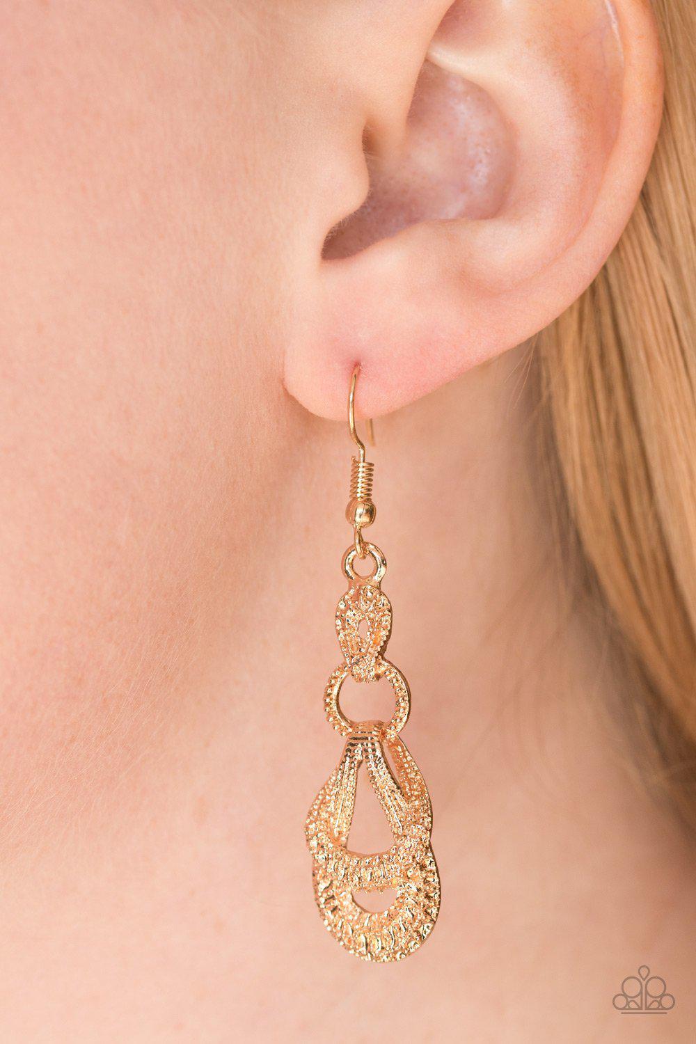 Romantic Radiance Gold Earrings - Paparazzi Accessories-CarasShop.com - $5 Jewelry by Cara Jewels