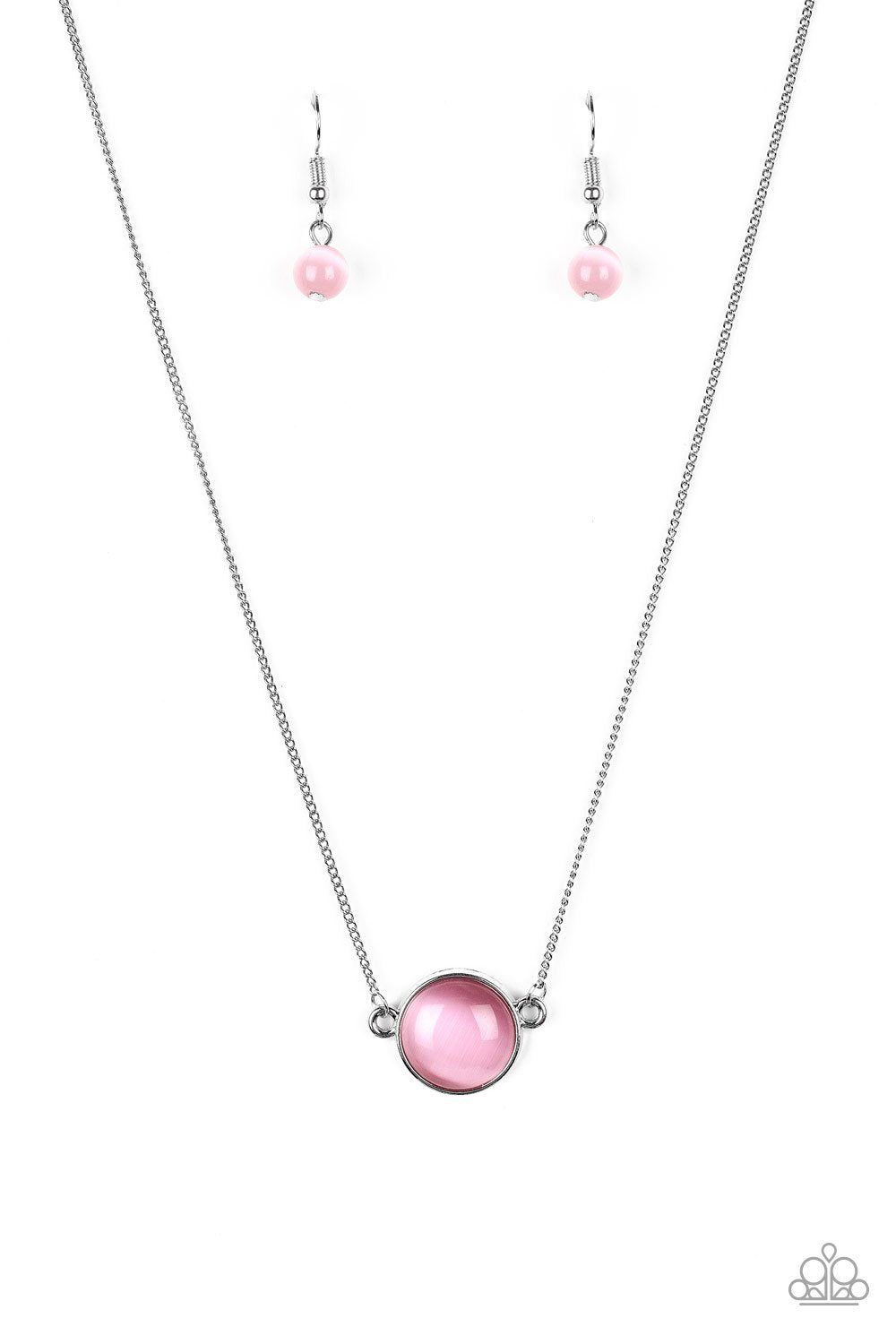 Rose Colored Glasses Pink Moonstone Necklace - Paparazzi Accessories-CarasShop.com - $5 Jewelry by Cara Jewels