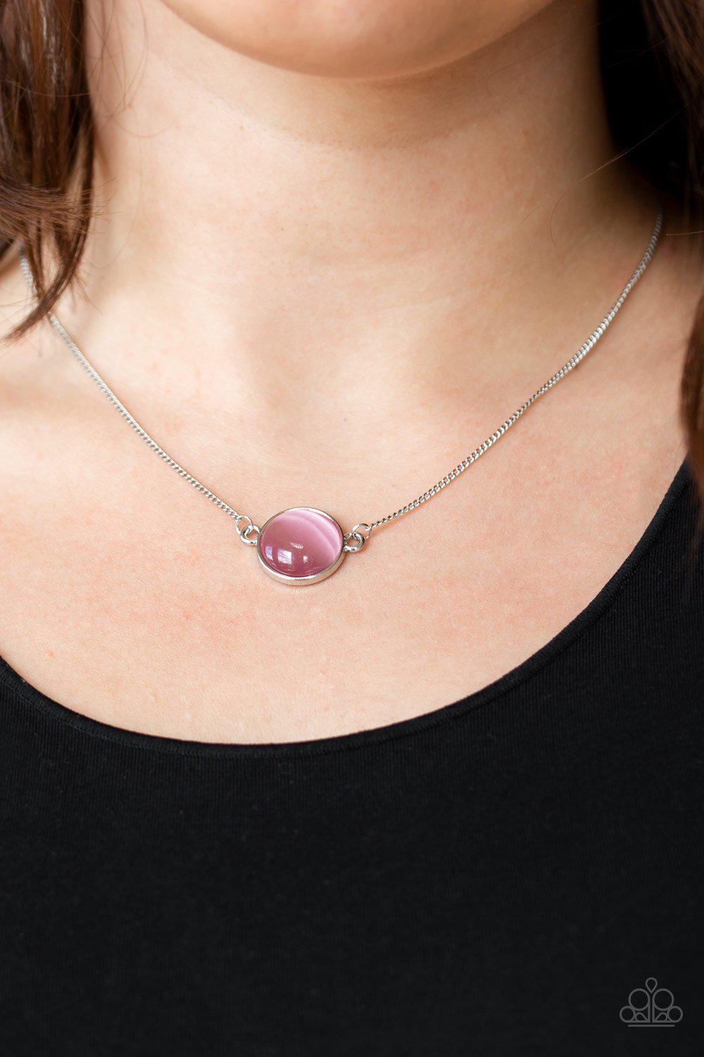 Rose Colored Glasses Pink Moonstone Necklace - Paparazzi Accessories-CarasShop.com - $5 Jewelry by Cara Jewels