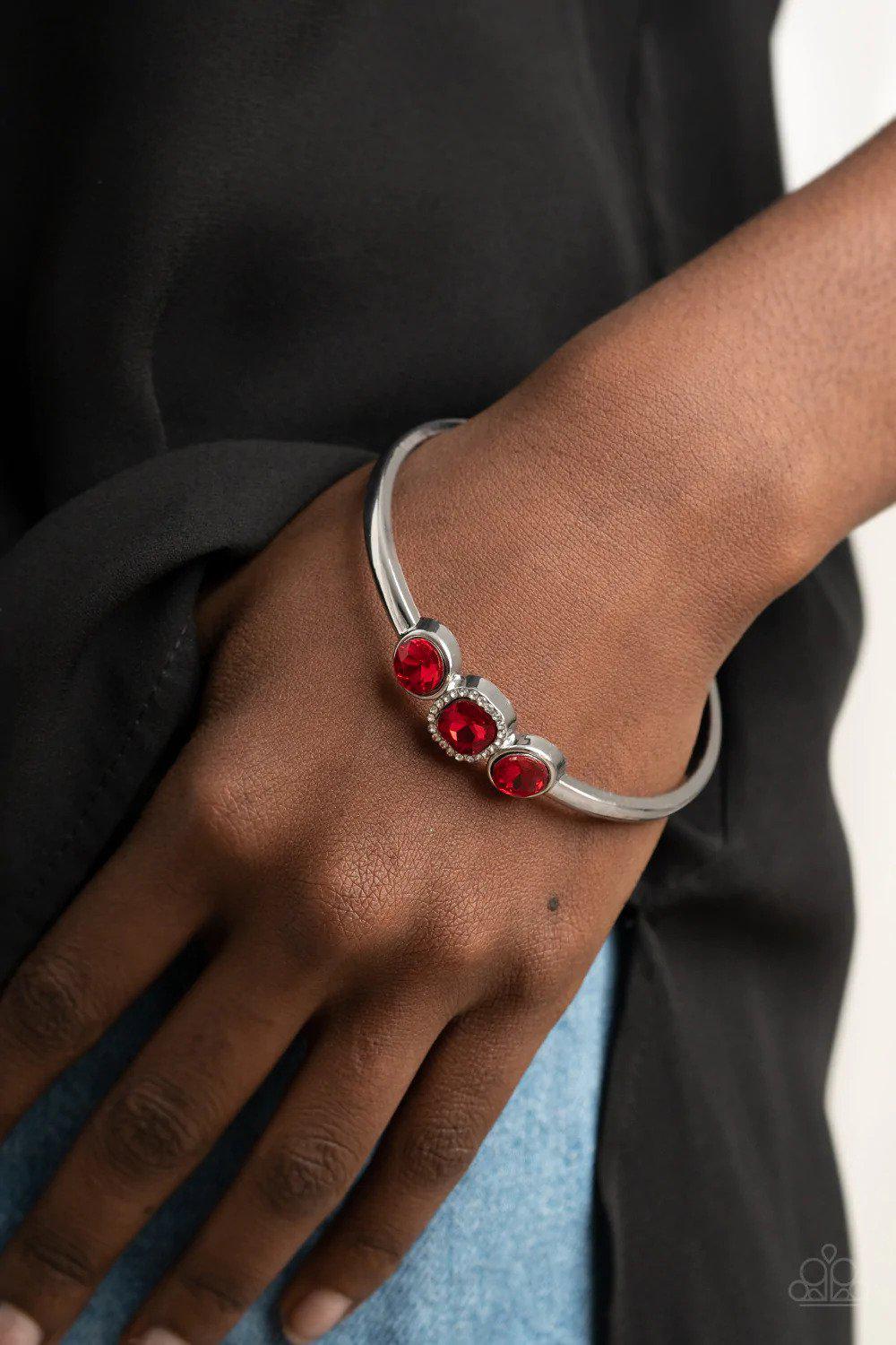 Royal Demands Red Bracelet - Paparazzi Accessories-on model - CarasShop.com - $5 Jewelry by Cara Jewels
