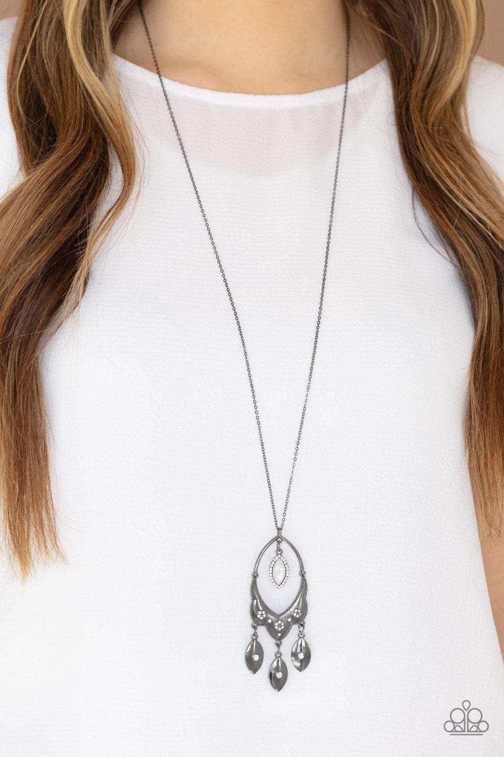Royal Iridescence Gunmetal Black Necklace - Paparazzi Accessories - model -CarasShop.com - $5 Jewelry by Cara Jewels