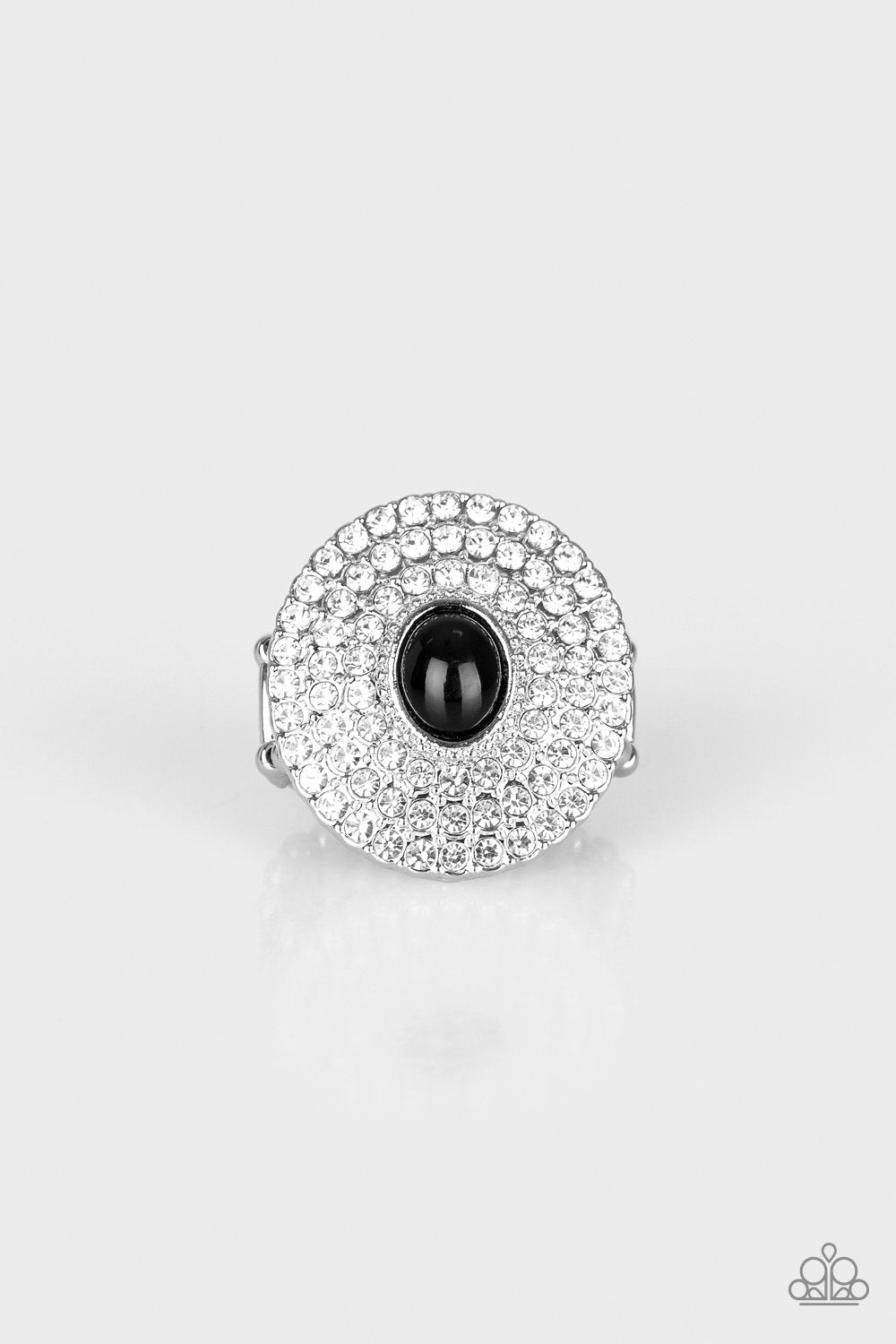 Royal Ranking Black and White Rhinestone Ring - Paparazzi Accessories-CarasShop.com - $5 Jewelry by Cara Jewels