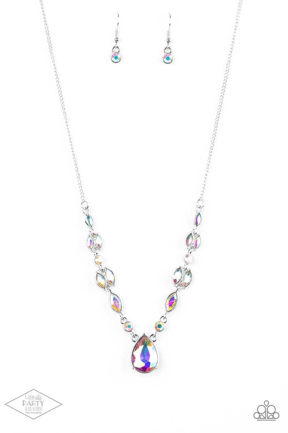 Royal Rendezvous Multi Iridescent Teardrop Rhinestone Necklace - Paparazzi Accessories- lightbox - CarasShop.com - $5 Jewelry by Cara Jewels