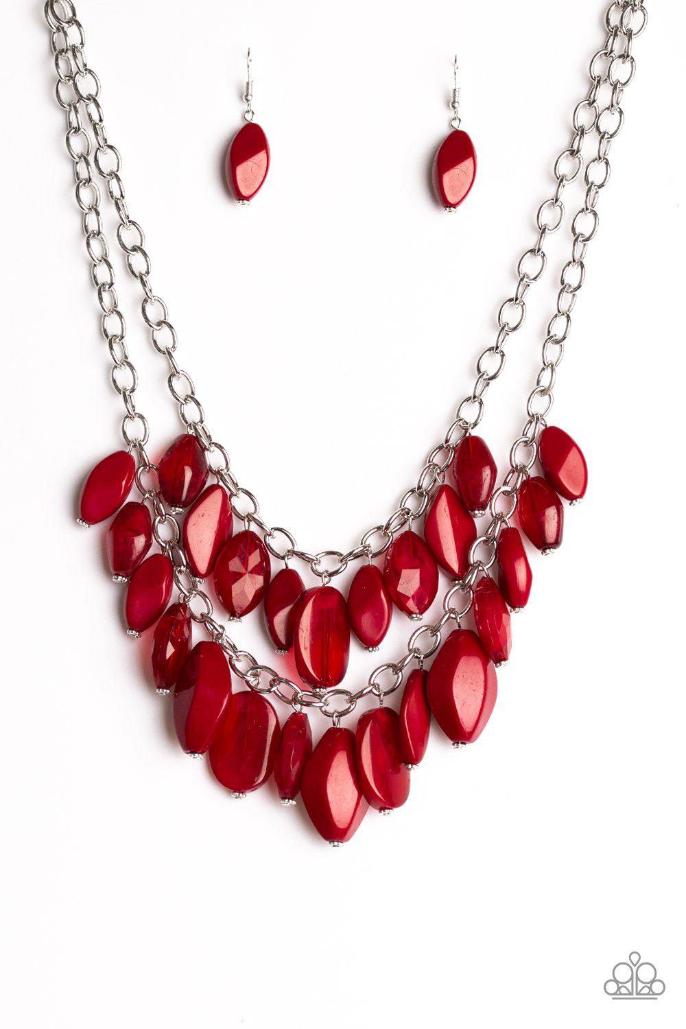 Royal Retreat Red Chunky Bead Necklace - Paparazzi Accessories-CarasShop.com - $5 Jewelry by Cara Jewels