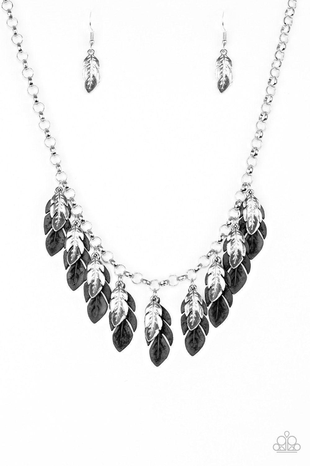Rule The Roost Black Feather Necklace - Paparazzi Accessories-CarasShop.com - $5 Jewelry by Cara Jewels